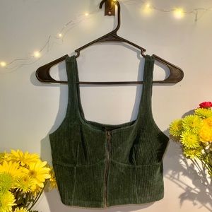 Zip-up corduroy crop top🐉